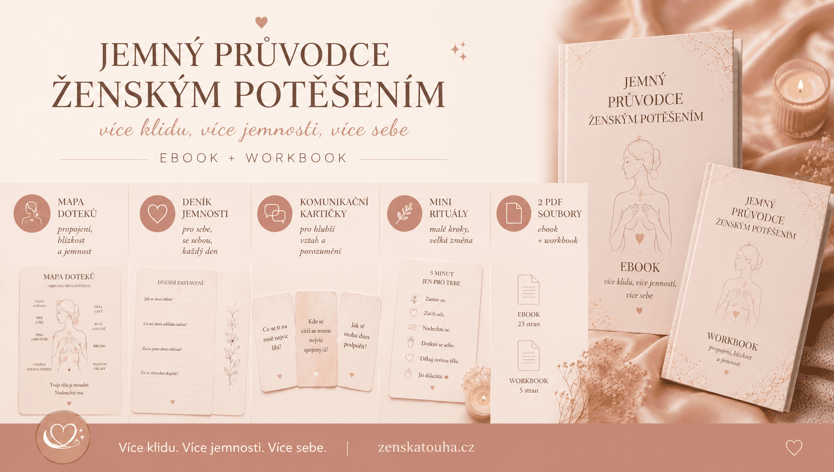 Jemný ebook pro ženy s workbookem a pracovními listy